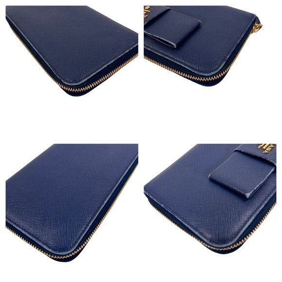 Authentic Prada Wallet Long Zippy Blue Leather Vintage - Picture 4 of 9